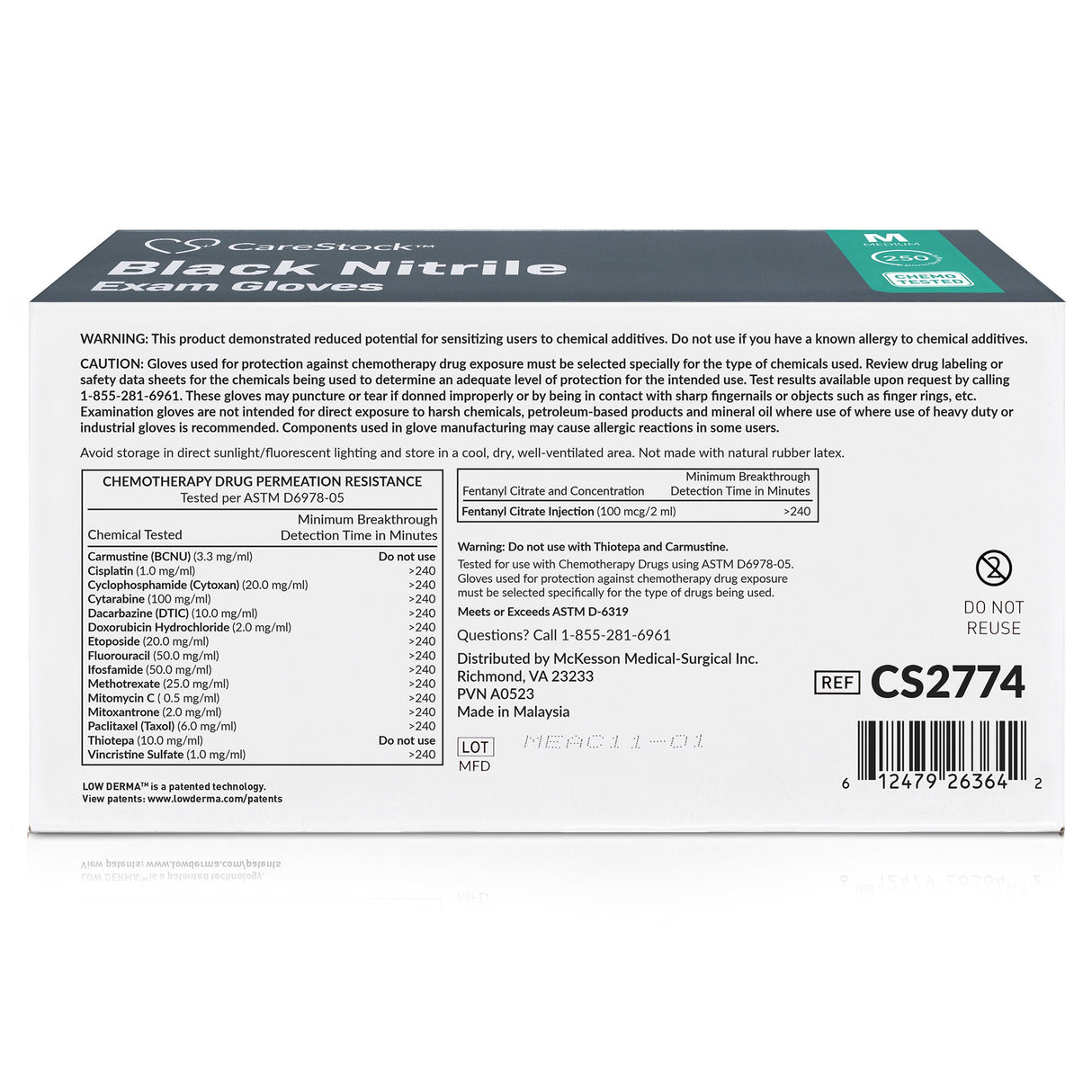 Exam Glove CareStock Medium NonSterile Nitrile Standard Cuff Length Fully Textured Black Not Rated