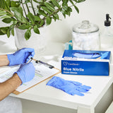 Exam Glove CareStock X-Large NonSterile Nitrile Standard Cuff Length Textured Fingertips Blue Chemo Tested