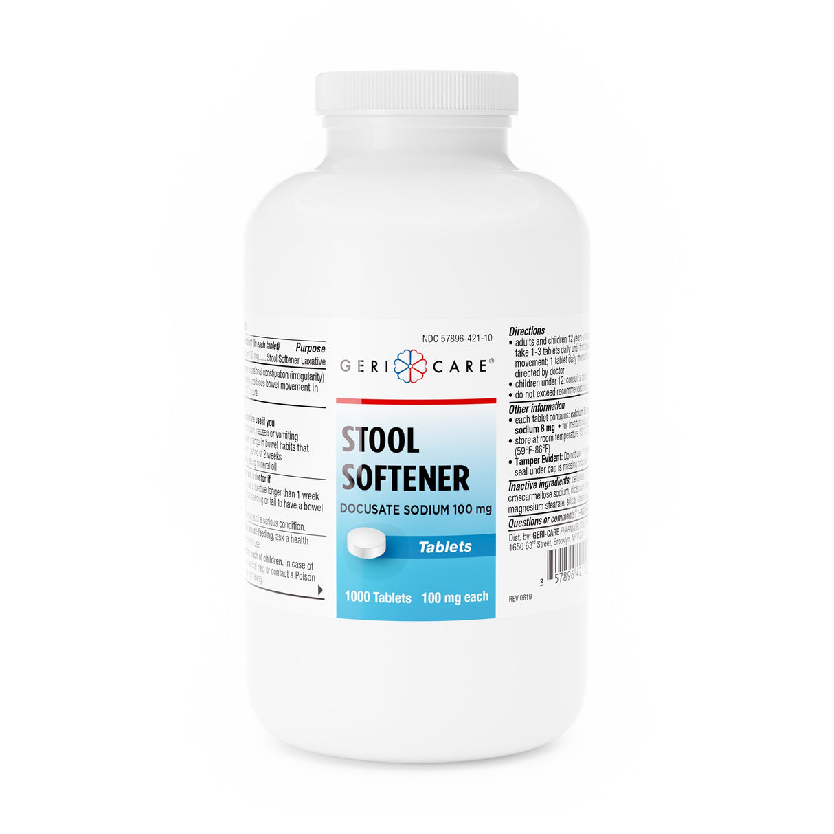 Stool Softener Geri-Care Tablet 1,000 per Bottle 100 mg Strength Docusate Sodium
