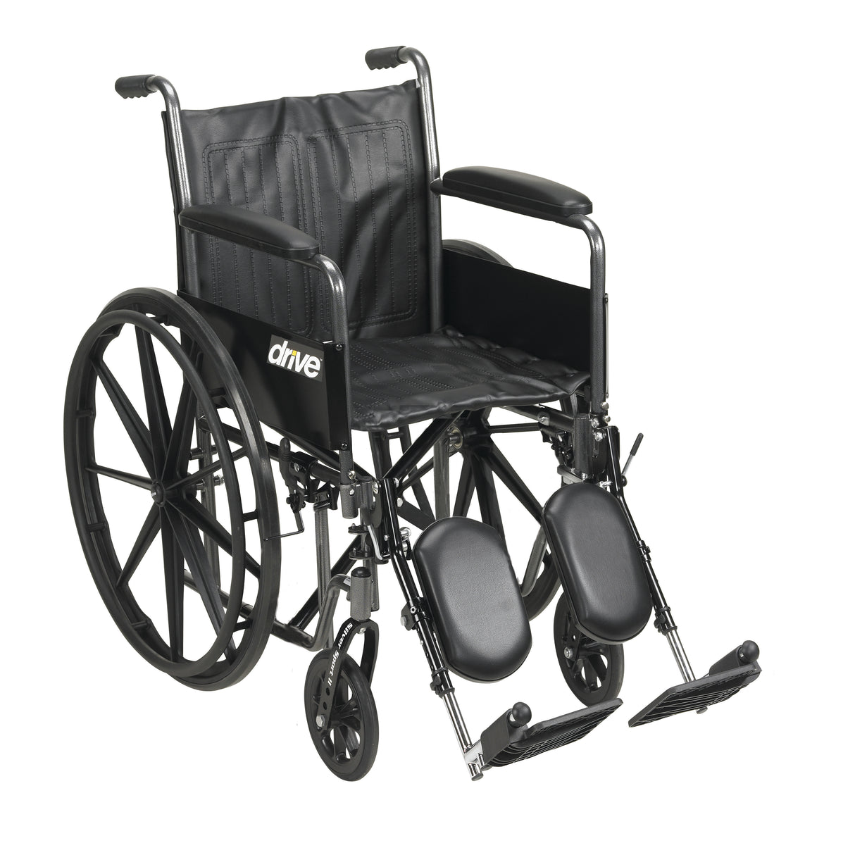 Silla de ruedas Silver Sport 2, brazos completos desmontables, reposapiernas elevables, asiento de 16"