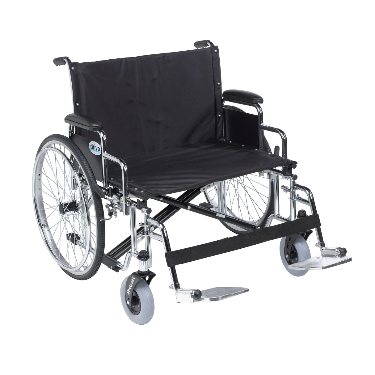 Fauteuil roulant extra large et robuste Sentra EC, accoudoirs de bureau amovibles, repose-pieds escamotables, siège de 28 po