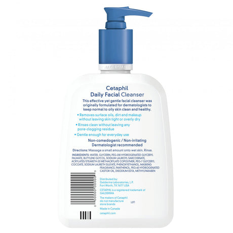 Facial Cleanser Cetaphil Daily Facial Cleanser Liquid 16 oz. Pump Bottle Unscented