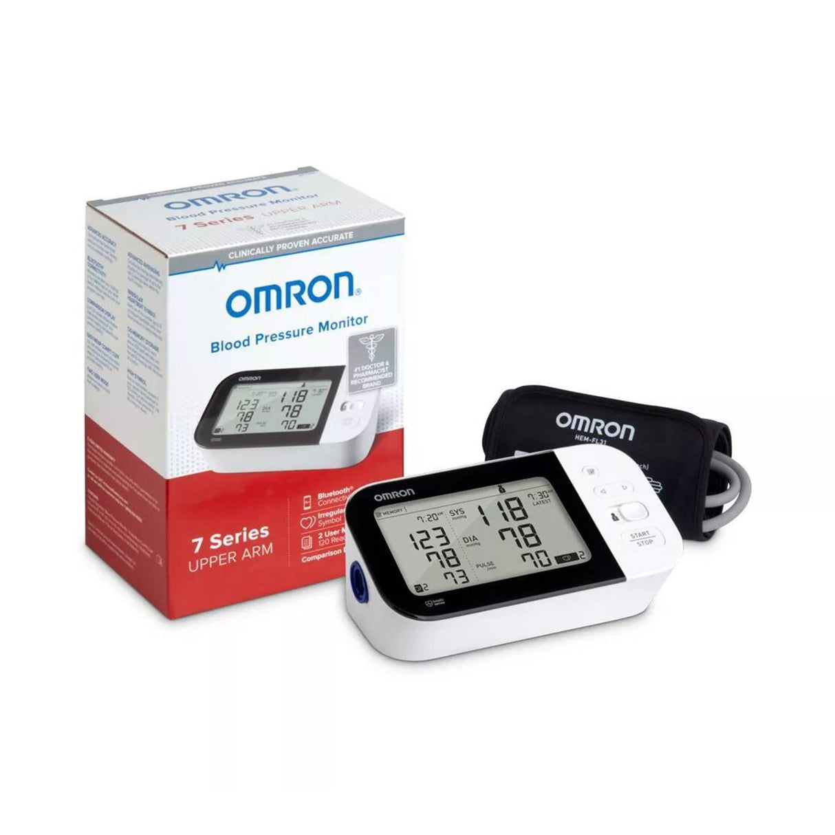 Home Automatic Digital Blood Pressure Monitor Omron7 Series Wide Range Nylon Cuff 23 - 43 cm Desk Model