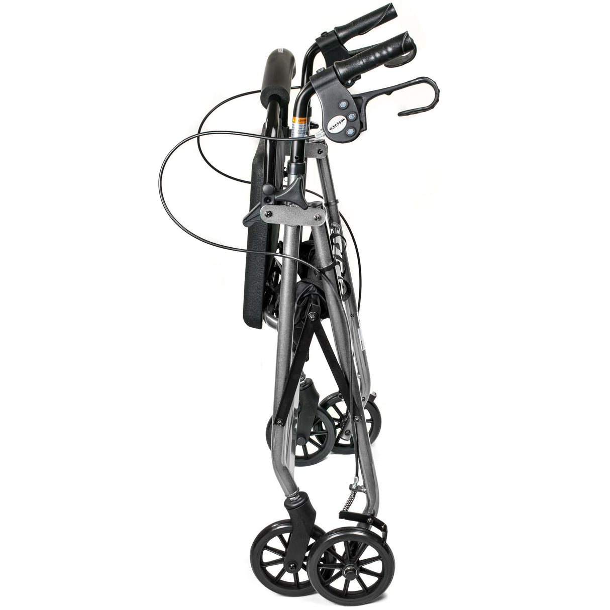 4 Wheel Rollator McKesson Silver Adjustable Height / Folding Aluminum Frame