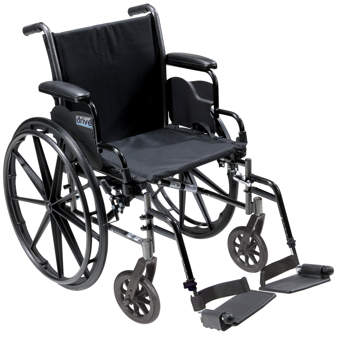 Silla de ruedas ligera Cruiser III con brazos abatibles y desmontables, brazos tipo escritorio, reposapiés abatibles y asiento de 16"