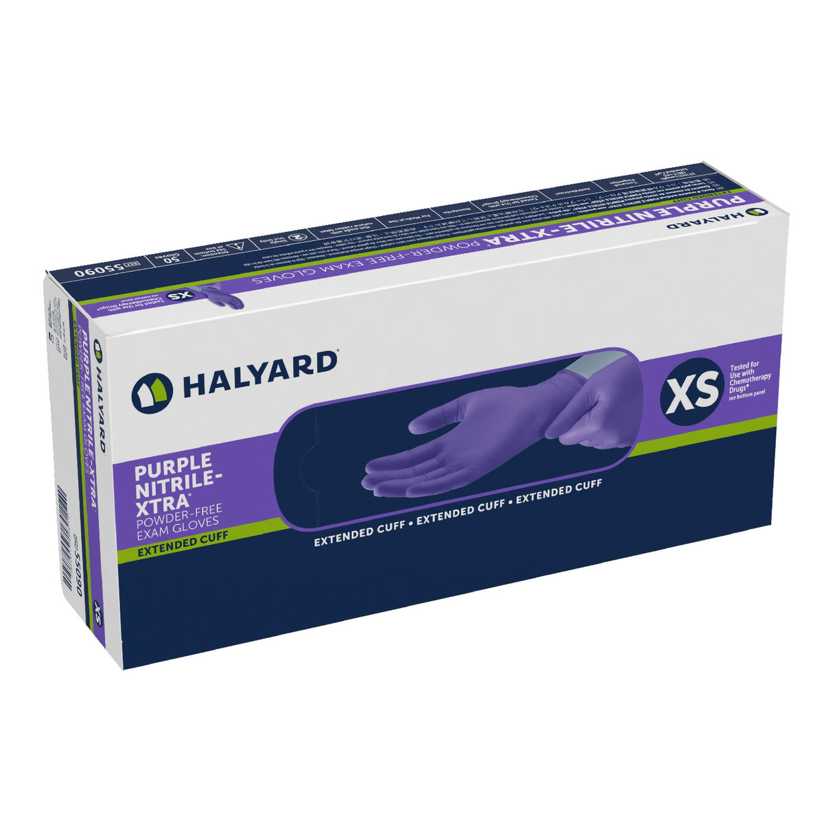 Exam Glove Purple Nitrile-Xtra X-Small NonSterile Nitrile Extended Cuff Length Textured Fingertips Purple Chemo Tested