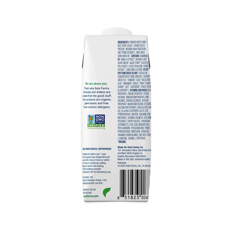 Pediatric Oral Supplement Kate Farms Pediatric Peptide 1.5 Vanilla Flavor 8.45 oz. Carton Liquid Organic Hydrolyzed Pea Protein