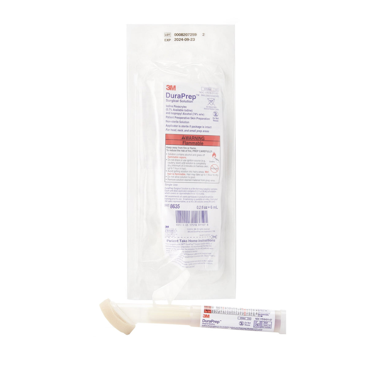 Skin Prep Solution 3M DuraPrep 6 mL Foam Applicator 0.7% / 74% Strength Iodine Povacrylex / Isopropyl Alcohol NonSterile