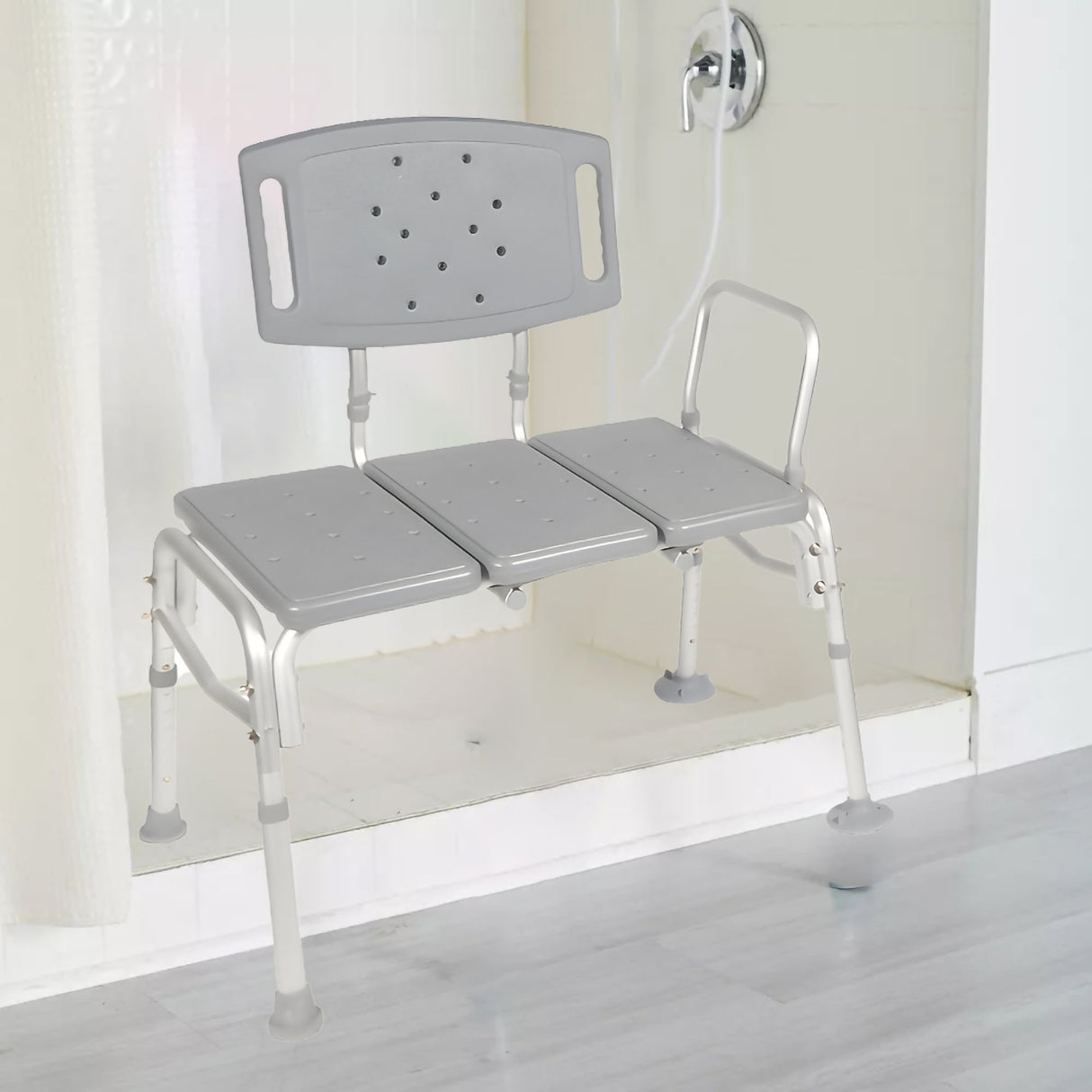 McKesson Knocked Down Bariatric Bath Transfer Bench Arm Rail 18-1/4 to 23-1/4 Inch Seat Height 500 lbs. Weight Capacity