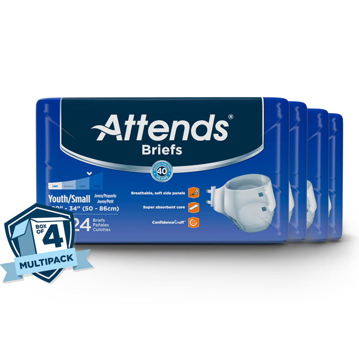 Unisex Youth Incontinence Brief Attends Small Disposable Heavy Absorbency