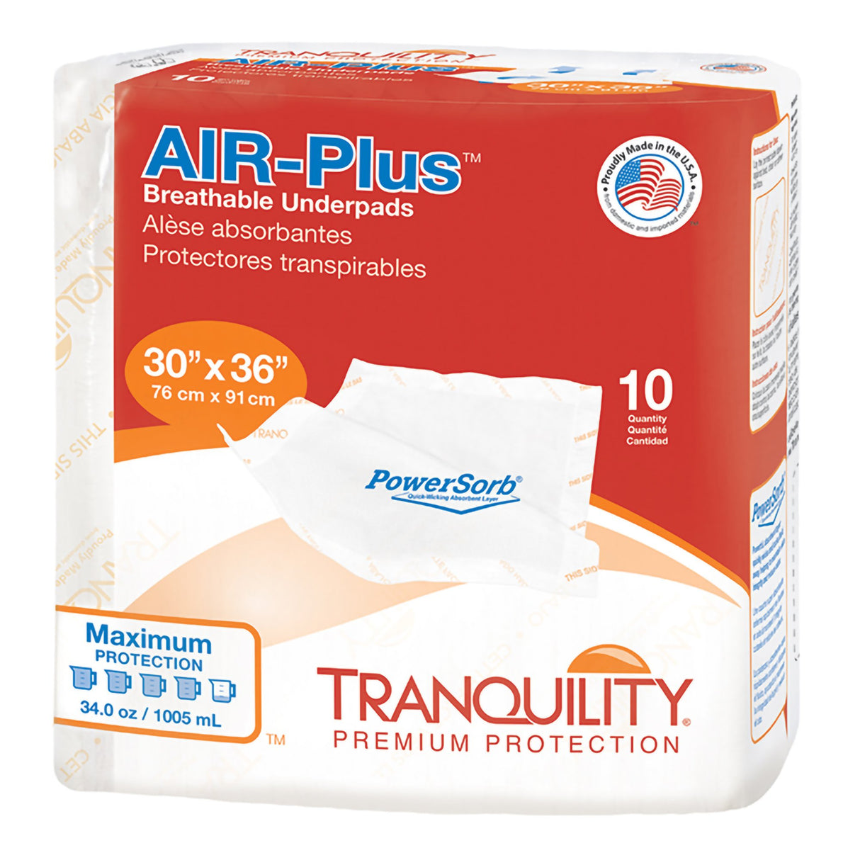 Disposable Underpad Tranquility AIR-Plus 30 X 36 Inch Powersorb Material Heavy Absorbency