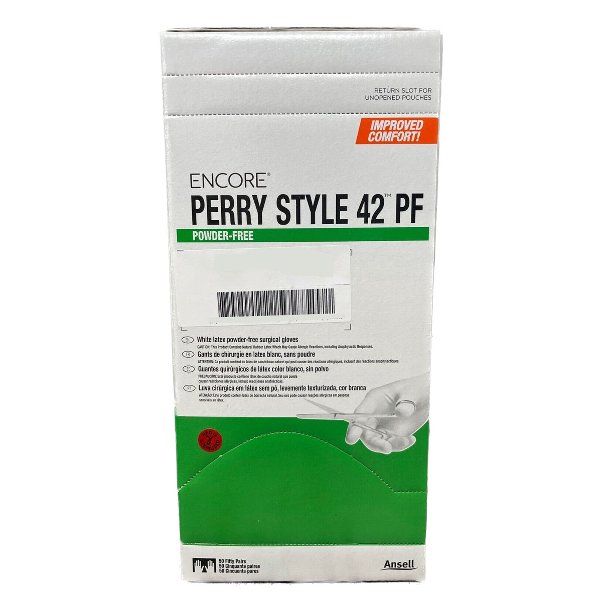 Surgical Glove ENCORE Perry Style 42 PF Size 7.5 Sterile Latex Standard Cuff Length Micro-Textured Natural Chemo Tested