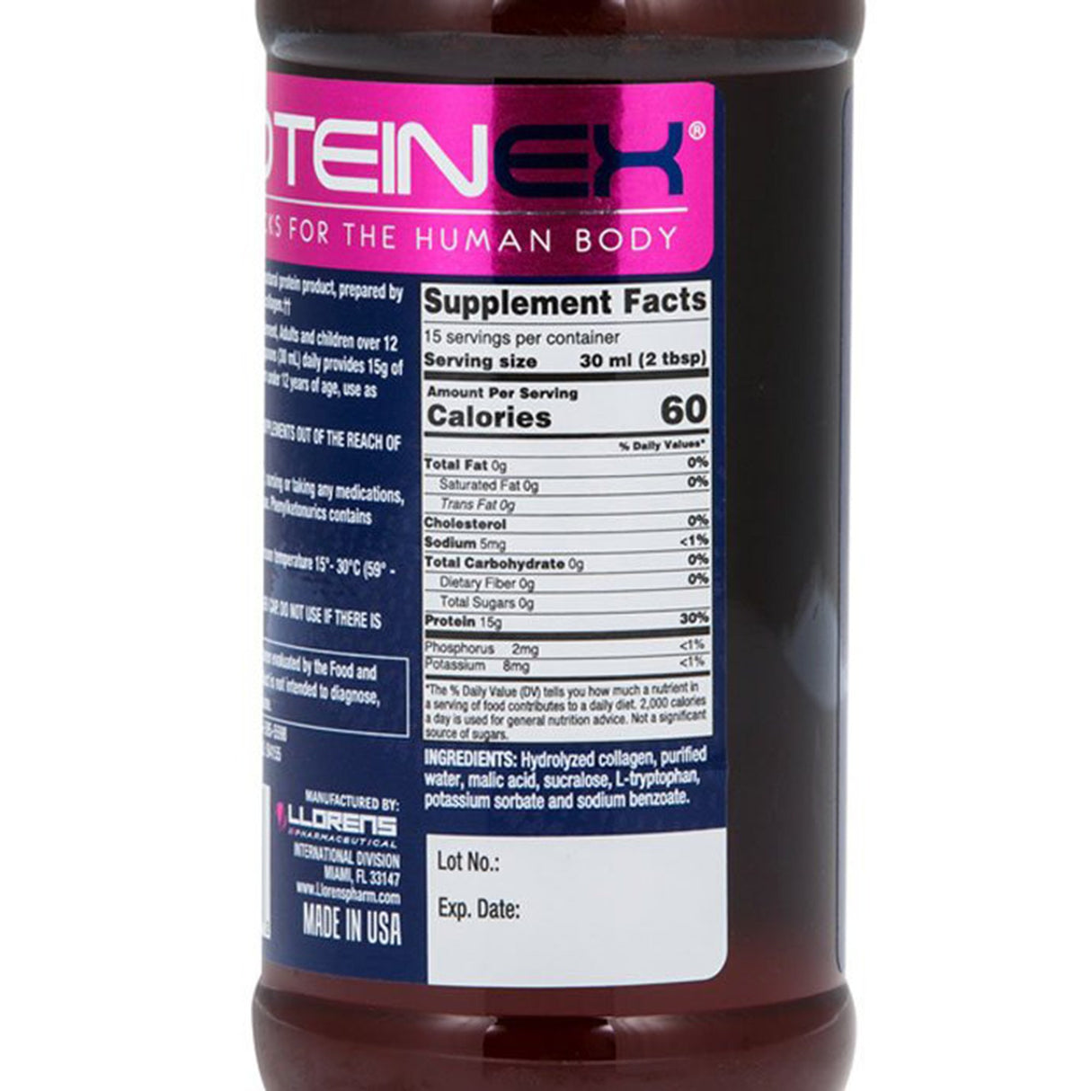 Oral Supplement Proteinex P15 Unflavored Liquid 16 oz. Bottle
