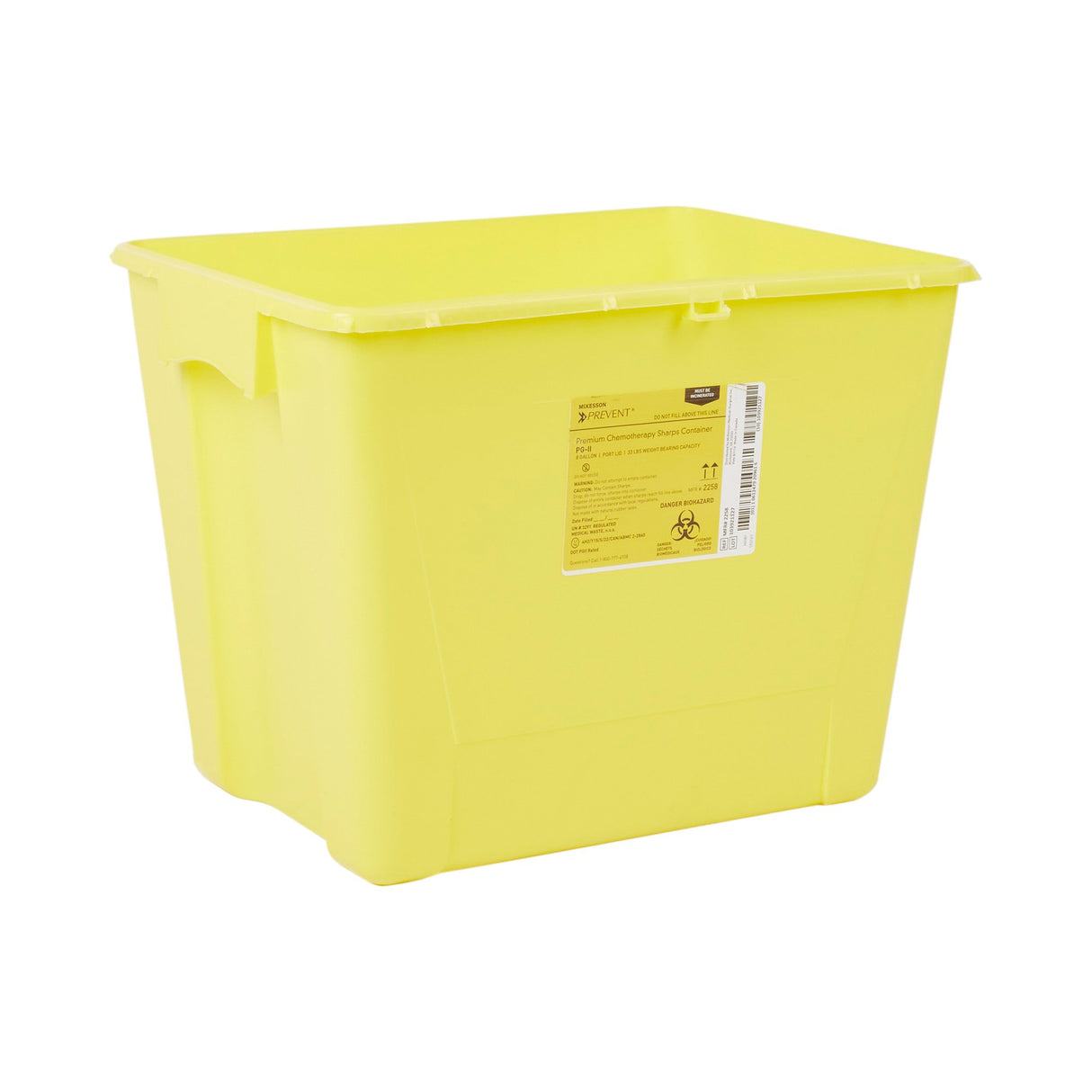 Chemotherapy Waste Container McKesson Prevent Yellow Base 13-1/2 H X 17-3/10 W X 13 L Inch Vertical Entry 8 Gallon
