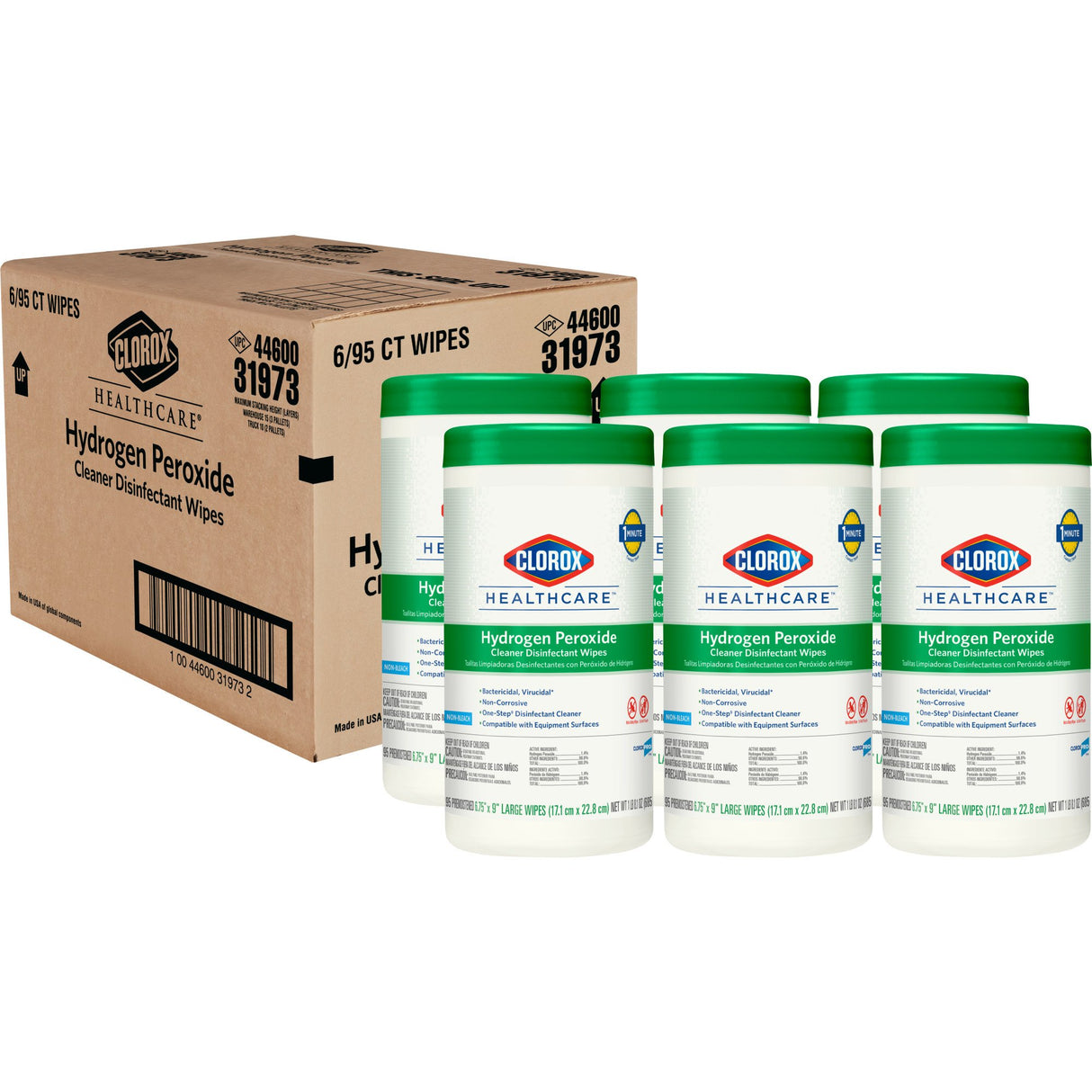 Clorox Healthcare Surface Disinfectant Cleaner Premoistened Hydrogen Peroxide Based Manual Pull Wipe 95 Count Canister Unscented NonSterile