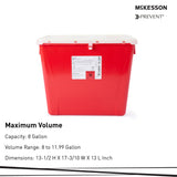 Sharps Container McKesson Prevent Red Base 13-1/2 H X 17-3/10 W X 13 L Inch Vertical Entry 8 Gallon