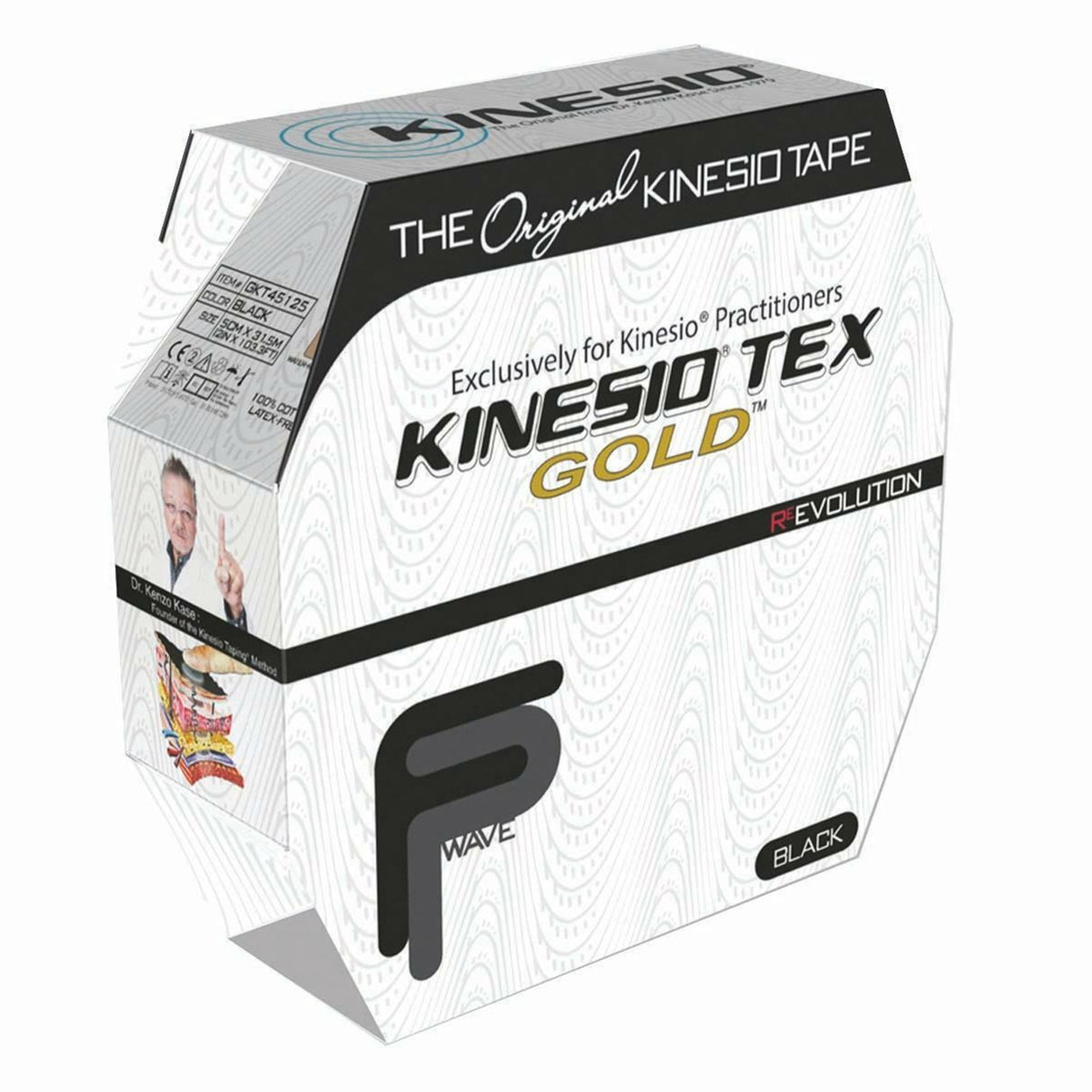 Kinesiology Tape Kinesio Tex Gold FP Black 2 Inch X 34 Yard Cotton NonSterile