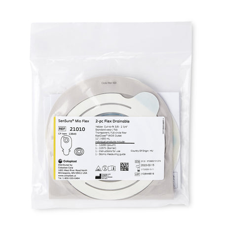 Ostomy Pouch SenSura Mio Two-Piece System Maxi Length Flat, Trim to Fit 3/8 to 2-3/4 Inch Stoma Drainable