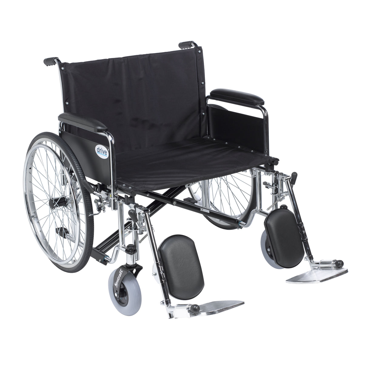 Fauteuil roulant extra large et robuste Sentra EC, accoudoirs complets amovibles, repose-jambes relevables, siège de 28 po