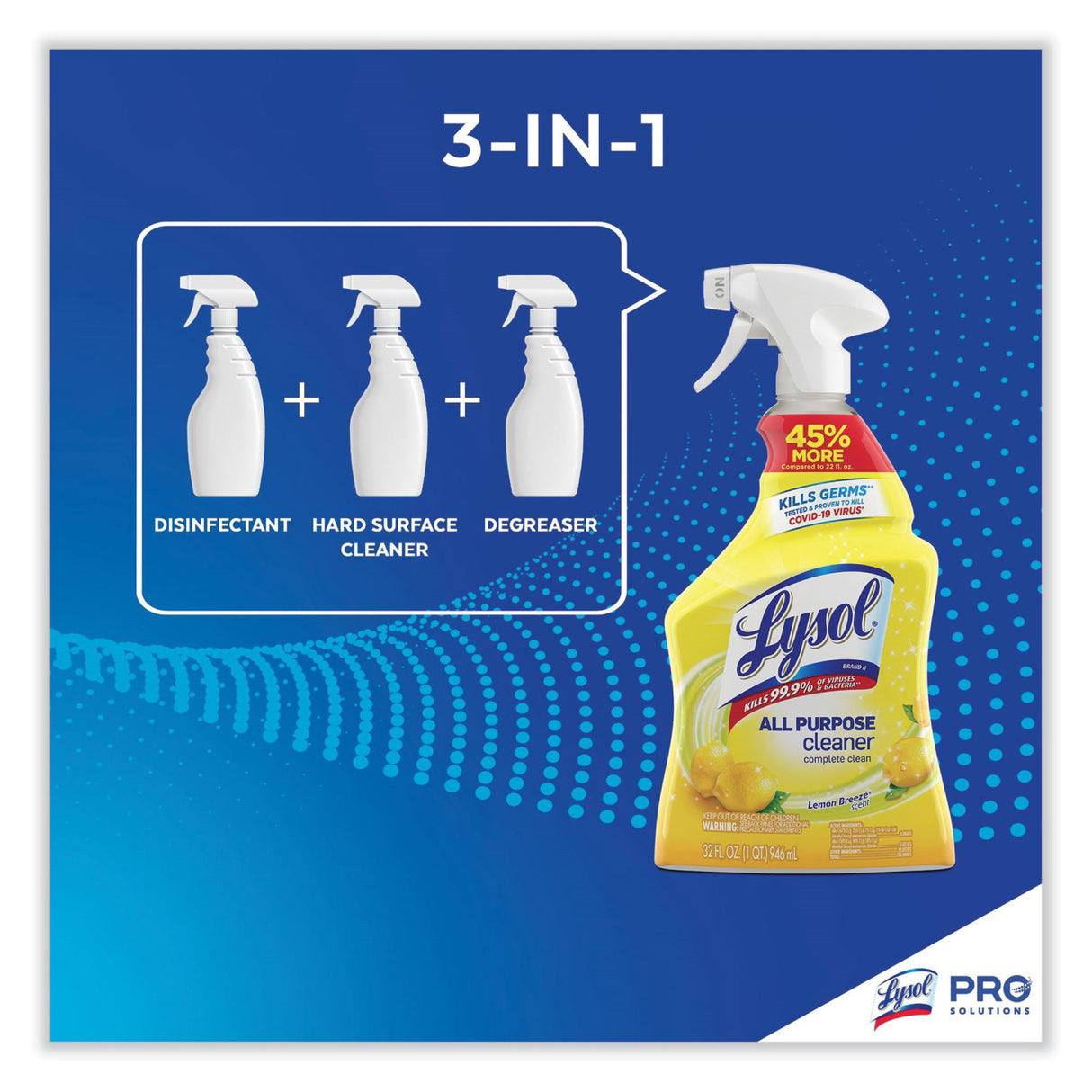 Lysol All Purpose Surface Disinfectant Cleaner Pump Spray Liquid 32 oz. Bottle Lemon Breeze Scent NonSterile