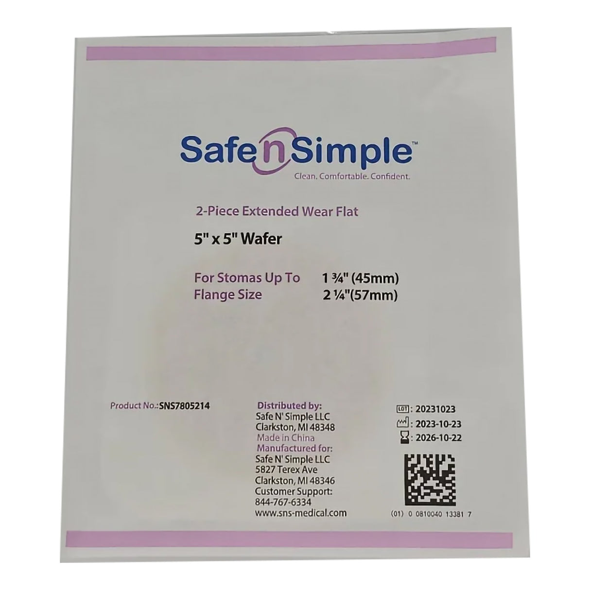 Ostomy Barrier Trim to Fit, Extended Wear Adhesive Tape Collar 57 mm Flange Red Code System Up to 1-3/4 Inch Opening 5 X 5 Inch