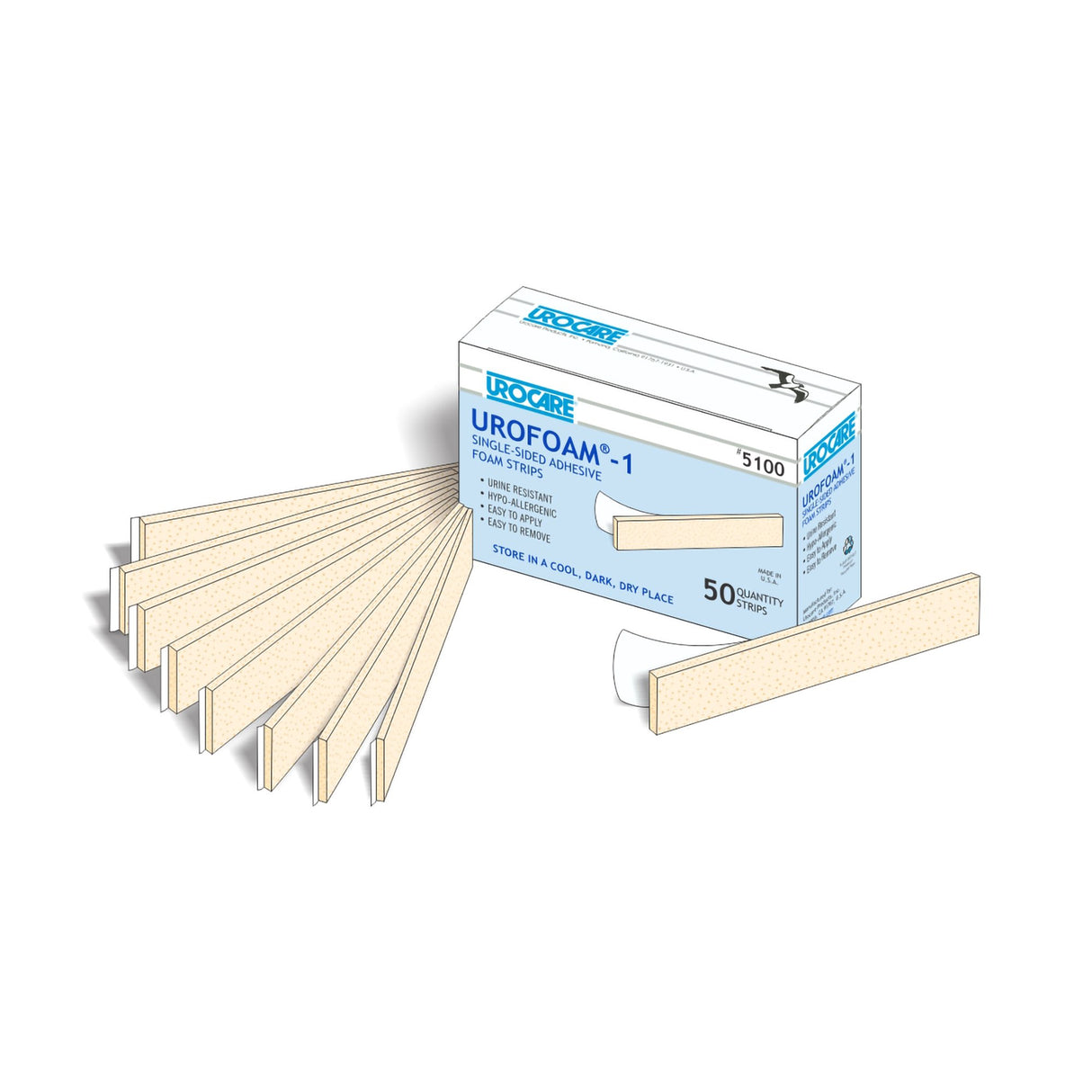 Adhesive Foam Strips Urofoam 1 Sided, NonSterile, 0.09 X 1 X 5.75 Inch