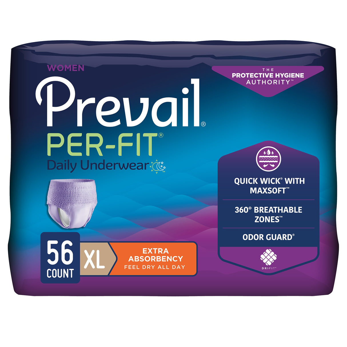 Female Adult Absorbent Underwear Prevail Per-Fit Pull On with Tear Away Seams X-Large Disposable Moderate Absorbency