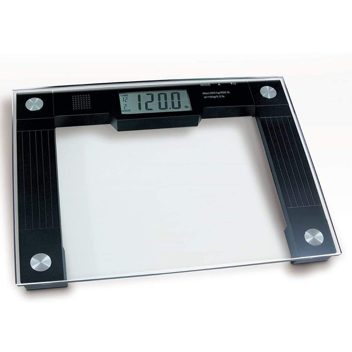 Floor Scale Ideaworks Digital Display 550 lbs. / 250 kg Capacity Black / Glass AC Power