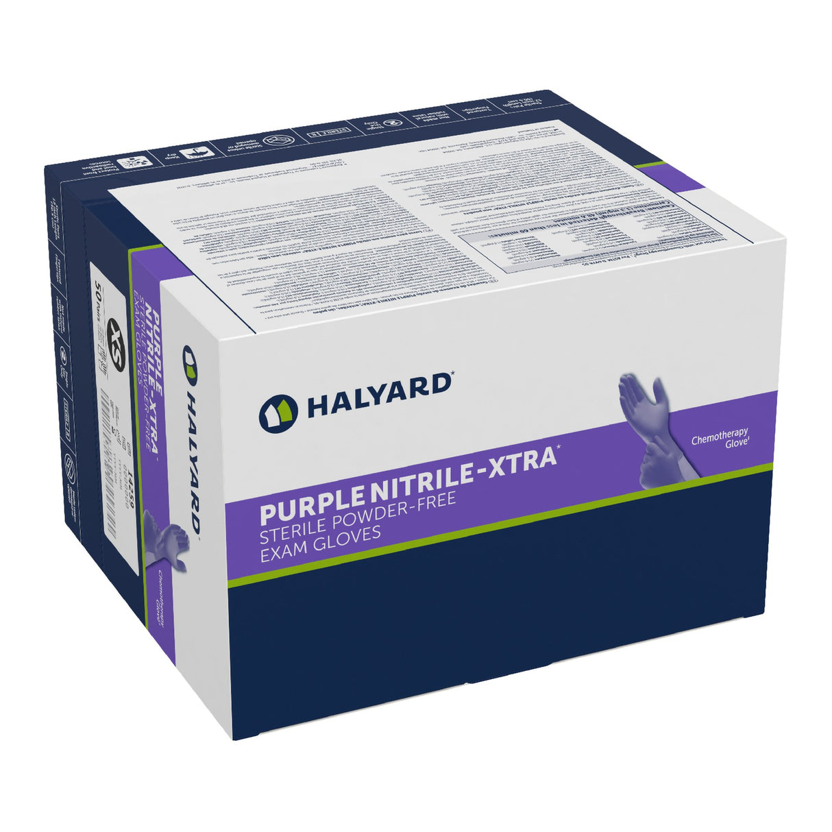 Exam Glove Purple Nitrile-Xtra X-Small Sterile Pair Nitrile Extended Cuff Length Textured Fingertips Purple Chemo Tested