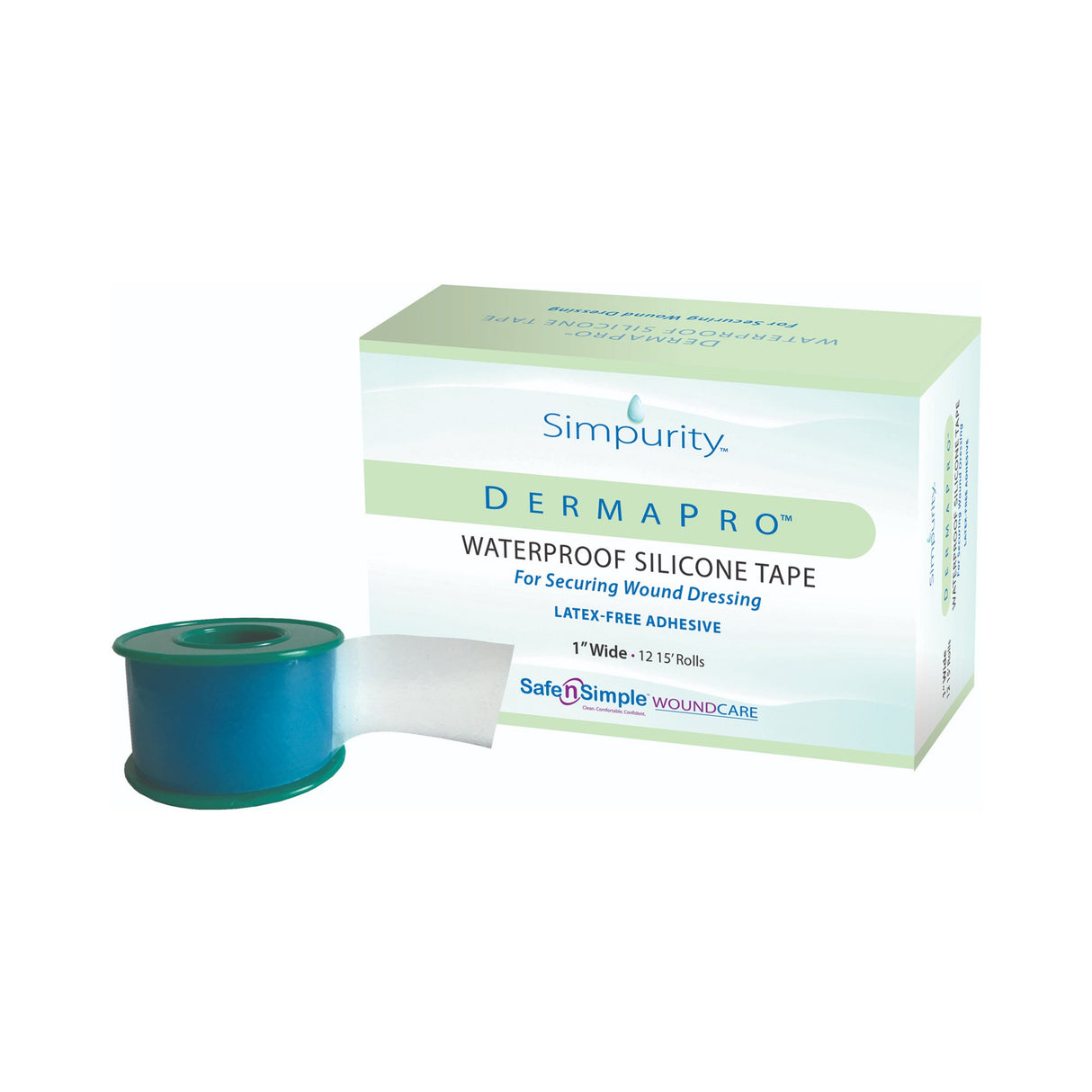 Waterproof Medical Tape DermaPro White 1 Inch X 5 Yard Silicone NonSterile