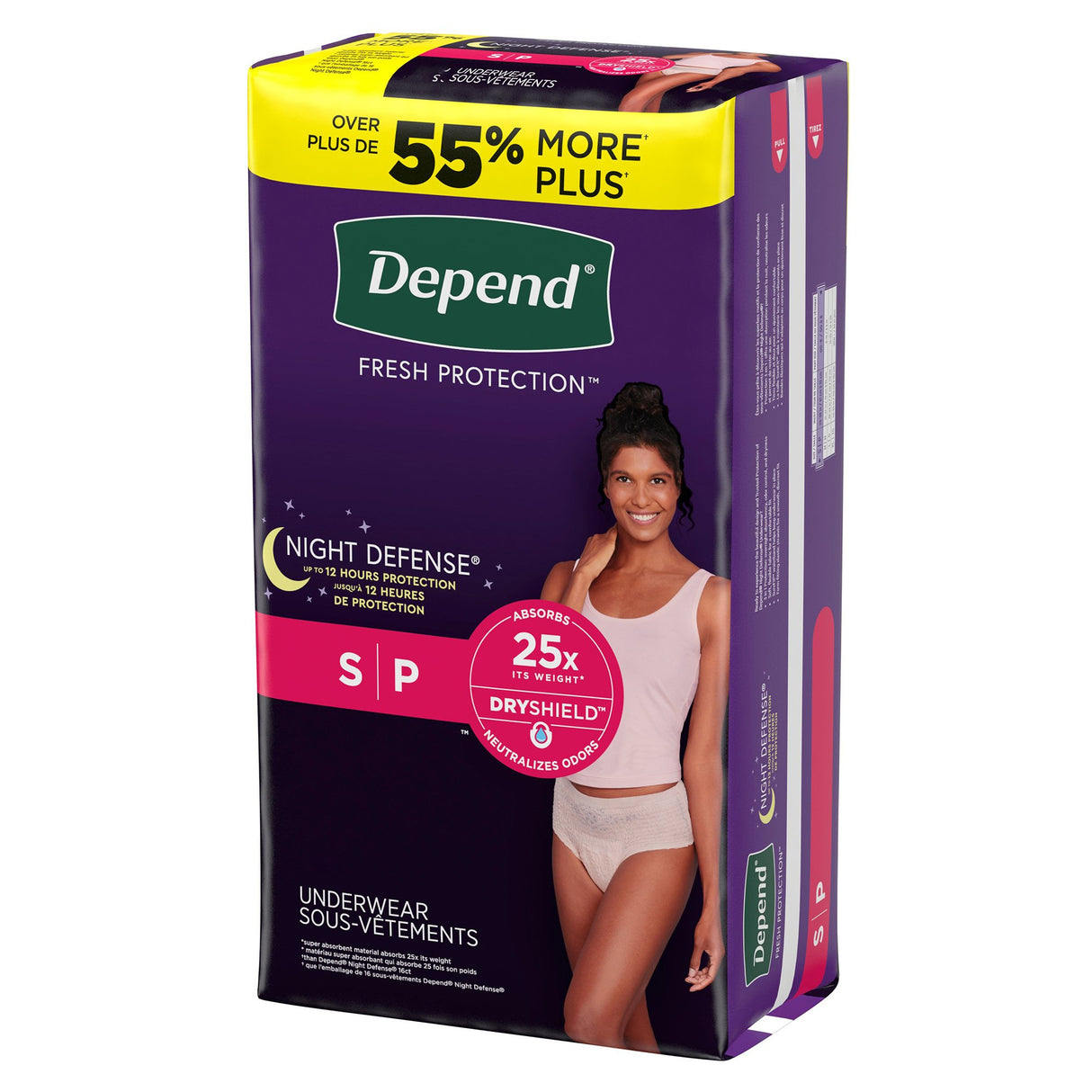 Female Adult Absorbent Underwear Depend Night Defense Waistband Style Small Disposable Heavy Absorbency