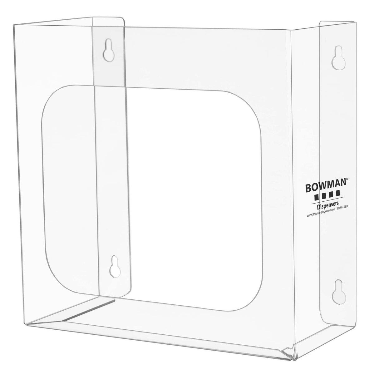PPE Dispenser BOWMAN Wall Mount 1-Box Capacity Clear 5.26 X 11.23 X 11.39 Inch PETG Plastic