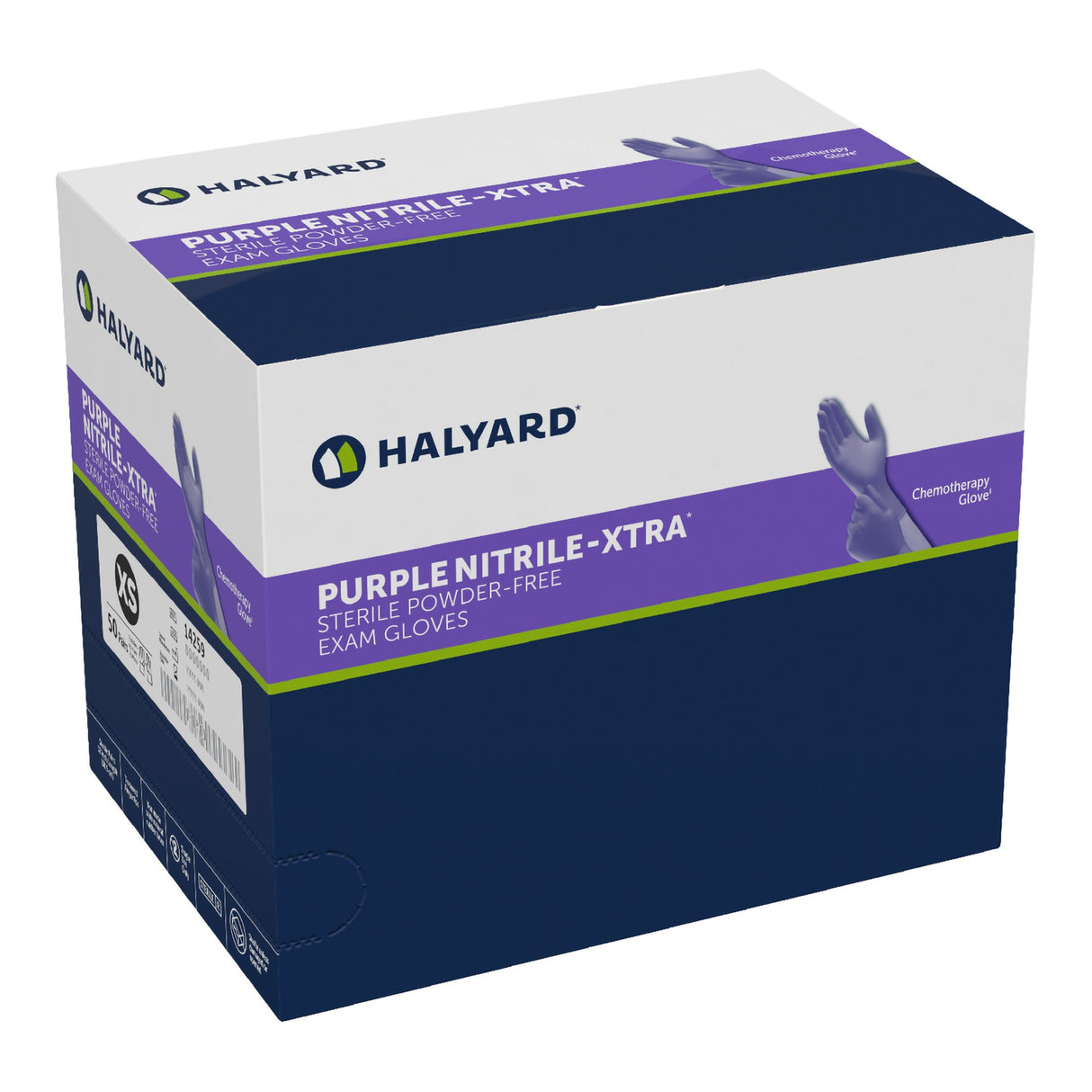 Exam Glove Purple Nitrile-Xtra X-Small Sterile Pair Nitrile Extended Cuff Length Textured Fingertips Purple Chemo Tested