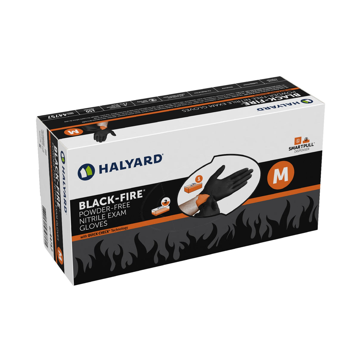 Exam Glove Black-Fire* Medium NonSterile Nitrile Standard Cuff Length Textured Fingertips Black / Orange Fentanyl Tested