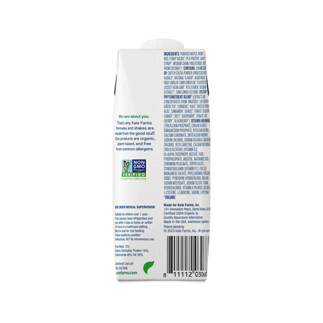 Pediatric Oral Supplement Kate Farms Pediatric Standard 1.2 Chocolate Flavor 8.45 oz. Carton Liquid Organic Pea Protein
