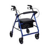 4 Wheel Rollator McKesson Blue Adjustable Height / Folding Aluminum Frame