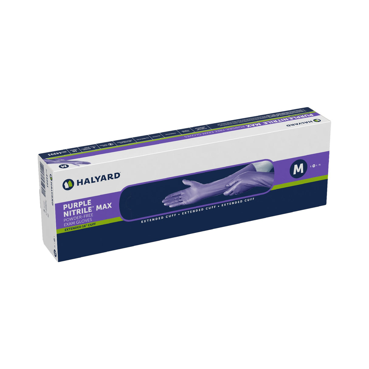 Exam Glove Purple Nitrile Max Medium NonSterile Nitrile Extended Cuff Length Fully Textured Purple Not Rated