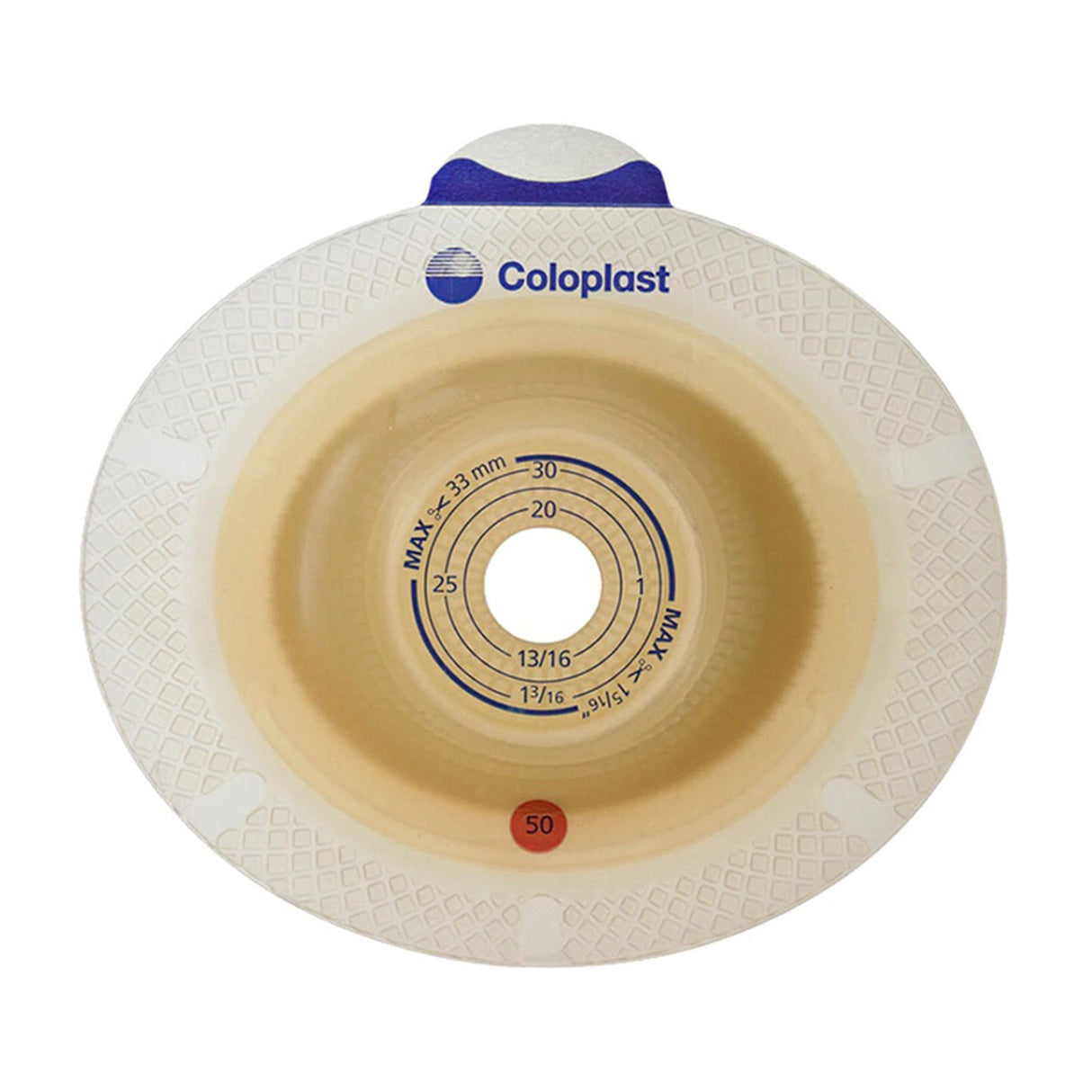 Ostomy Barrier SenSura Precut, Standard Wear Double Layer Adhesive 50 mm Flange Red Code System 1 Inch Opening