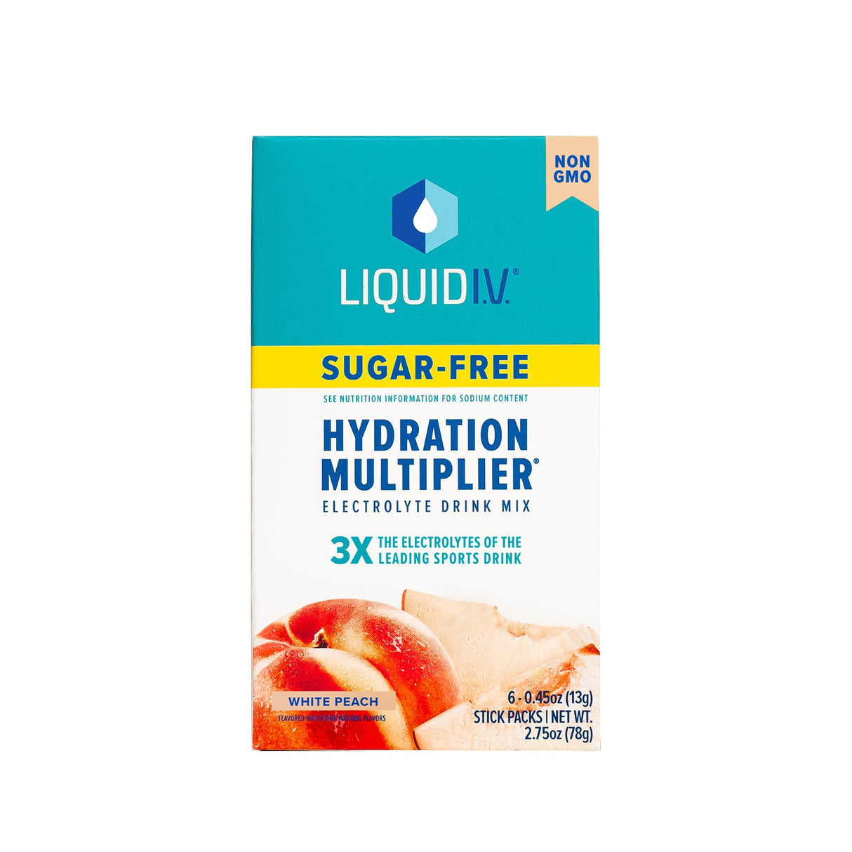 Oral Electrolyte Solution Liquid I.V. Hydration Multiplier Sugar-Free White Peach Flavor 0.45 oz. Electrolyte