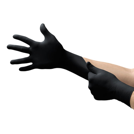 Exam Glove MICROFLEX MidKnight Large NonSterile Nitrile Standard Cuff Length Fully Textured Black Fentanyl Tested