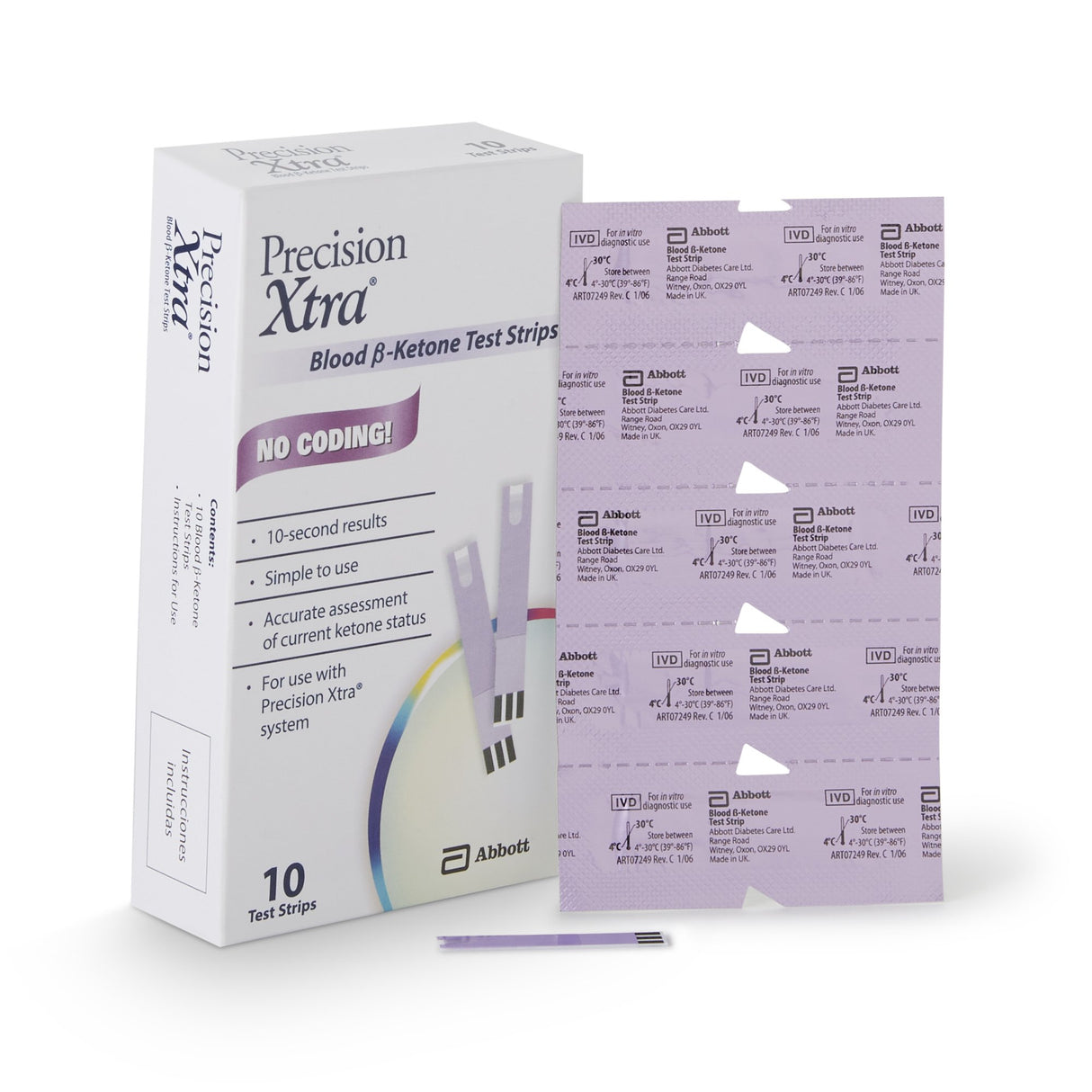 Blood Glucose and Ketone Test Strips Precision Xtra 10 Strips per Pack