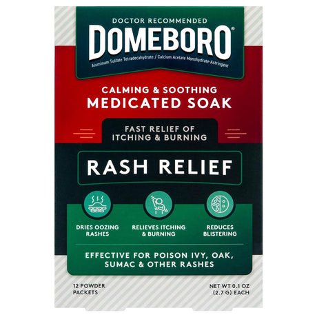 Itch Relief Domeboro Rash Relief 0.5% Strength Powder 2.7 Grams Individual Packet
