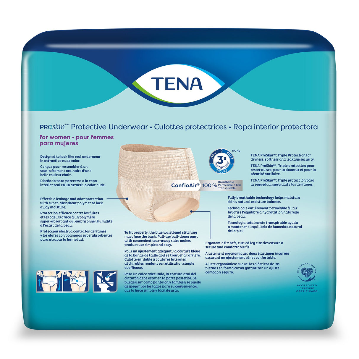 Female Adult Absorbent Underwear TENA ProSkin Protective Pull On with Tear Away Seams Large Disposable Moderate Absorbency