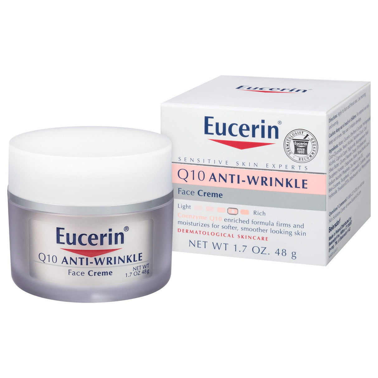 Facial Moisturizer Eucerin Q10 Anti-Wrinkle Sensitive Skin 1.7 oz. Jar Unscented Cream
