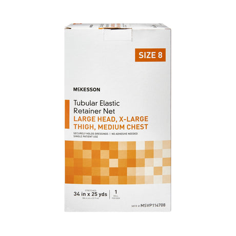 Elastic Net Retainer Dressing McKesson Tubular Elastic 34 Inch X 25 Yard (86.4 cm X 22.9 m) Size 8 White Large Head / X-Large Thigh / Medium Chest NonSterile