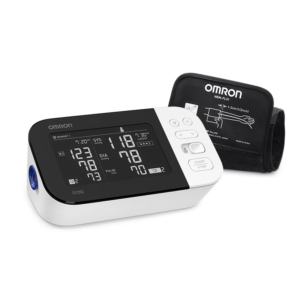 Home Automatic Digital Blood Pressure Monitor Omron 10 Series Wide Range Cloth Fabric Cuff 23 - 43 cm Desk Model