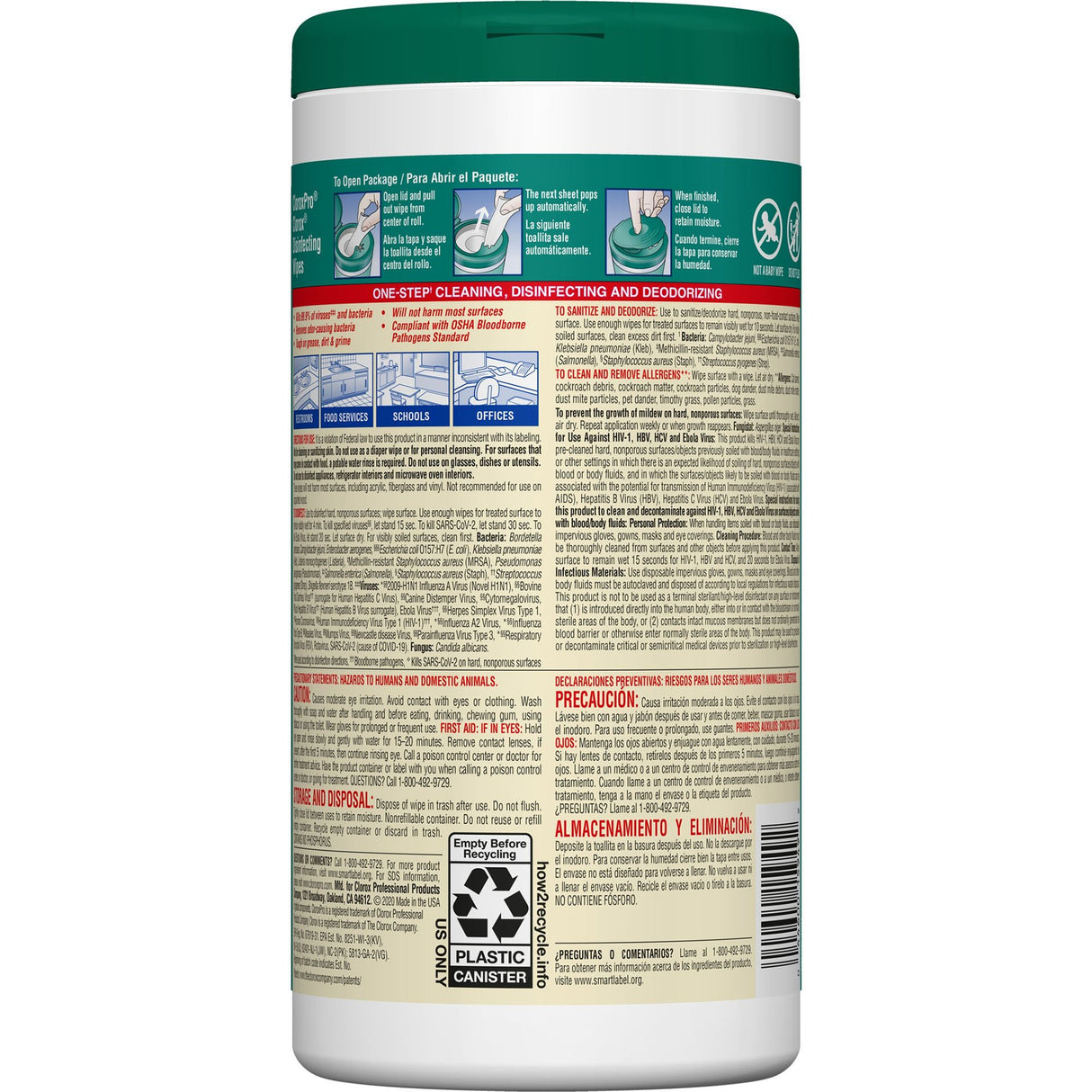 CloroxPro Clorox Surface Disinfectant Premoistened Manual Pull Wipe 75 Count Canister Fresh Scent NonSterile