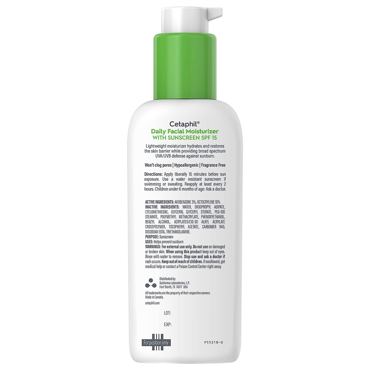 Facial Moisturizer with Sunscreen Cetaphil 4 oz. Pump Bottle Unscented Lotion