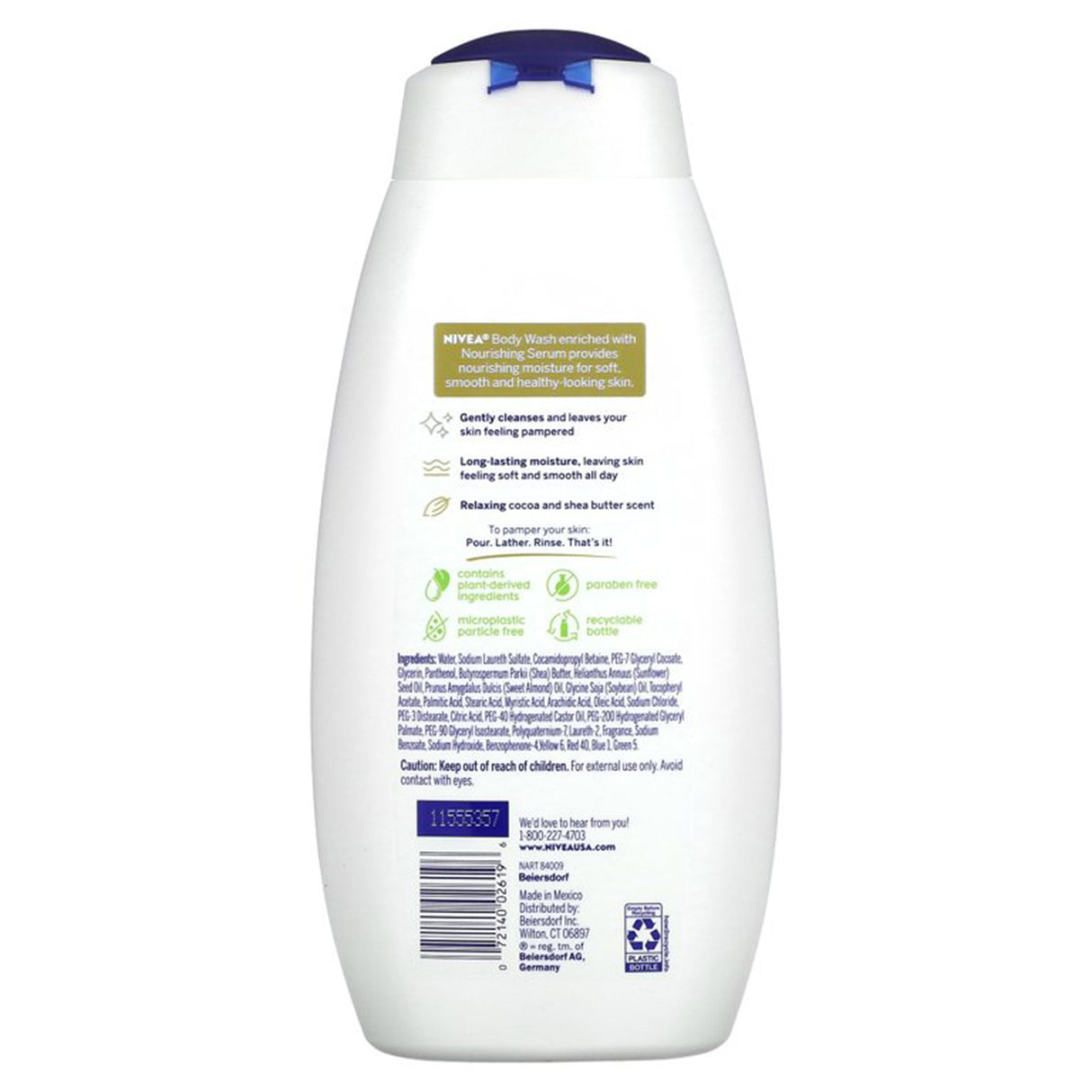 Body Wash Nivea Pampering Body Wash with Nourishing Serum Cream 20 oz. Bottle Cocoa / Shea Butter Scent