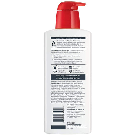 Hand and Body Moisturizer Eucerin Advanced Repair 16.9 oz. Pump Bottle Unscented Lotion
